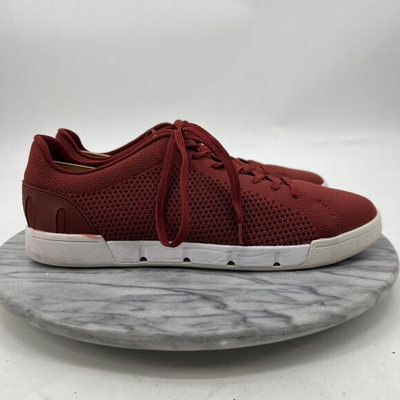Swims Breeze Tennis Knit Sneaker Mens 9 Garnet Synthetic Mesh Low Top Shoe 21285 - Picture 2 of 11